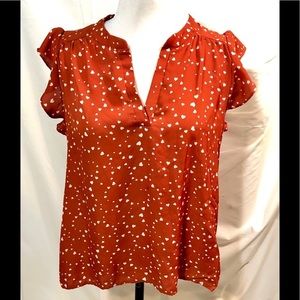 Lipslide Maroon & White Heart Print Top